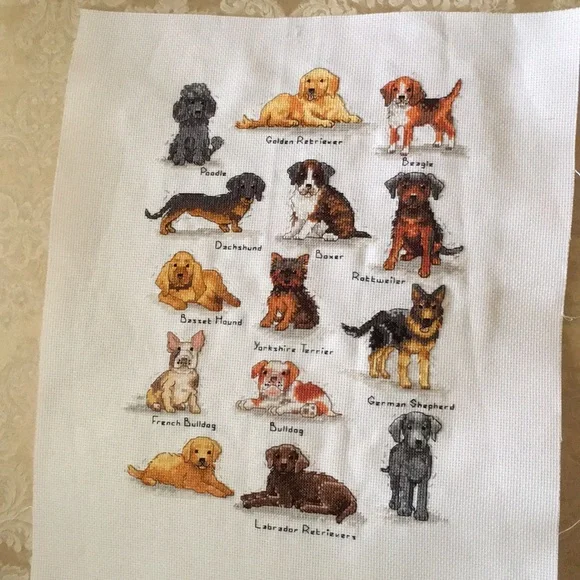 NEW hand sewn dog chart 14 different dogs